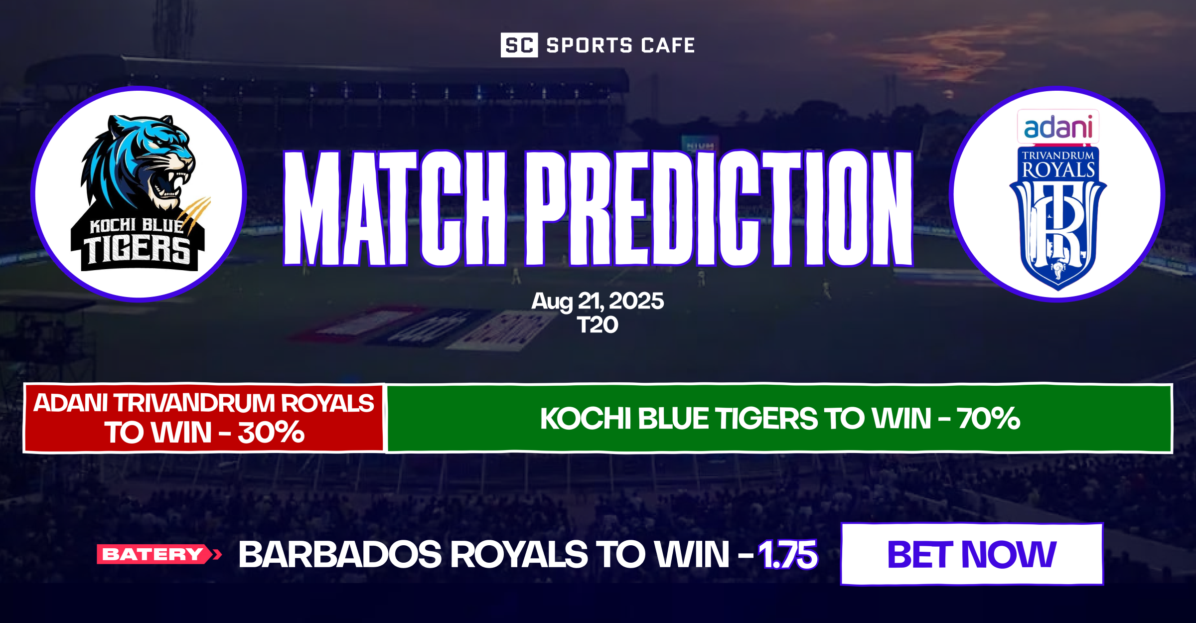 Adani Trivandrum Royals vs Kochi Blue Tigers